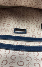 Load image into Gallery viewer, Guess Womens Navy Blue Monogram Adjustable Strap Zipper Sling Backpack