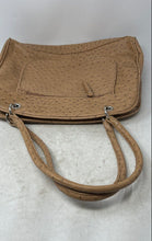 Load image into Gallery viewer, Reflections Womens Beige Ostrich Leather Pockets Double Handles Shoulder Bag