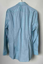 Load image into Gallery viewer, Perry Ellis Mens Blue Printed Cotton Slim Fit Long Sleeve Collared Dress Shirt M