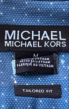 Load image into Gallery viewer, Michael Kors Mens Blue Printed Tailored Fit Long Sleeve Button-Up Shirt Size M