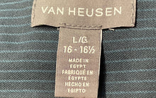 Load image into Gallery viewer, Van Heusen Mens Dark Teal Striped Long Sleeve Collared Dress Shirt Size L