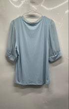 Load image into Gallery viewer, Calvin Klein Womens Baby Blue V-Neck Short Sleeve Blouse Top Size Large