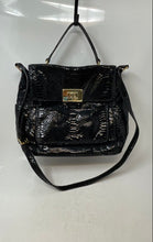 Load image into Gallery viewer, Michael Kors Womens Black Snake Embossed Leather Satchel Handbag