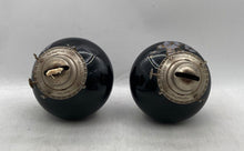 Load image into Gallery viewer, Set Of 2 Vintage Kaadan Ltd Black Floral Glass Hand Painted Oil Lamps