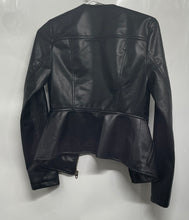 Load image into Gallery viewer, Zara Womens Black Faux Leather Long Sleeve Full Zip Biker Jacket Size XS