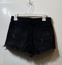 Load image into Gallery viewer, Forever 21 Womens Black Denim Cotton Distressed Raw Hem Cut-Off Shorts Size 27