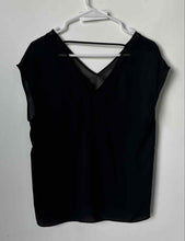 Load image into Gallery viewer, Express Womens Black V-Neck Sheer Trim Casual Blouse Top Size Medium