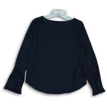 Load image into Gallery viewer, Ann Taylor Womens Navy Blue Long Sleeve Round Neck Blouse Top Size Small