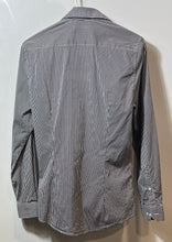 Load image into Gallery viewer, H&M Mens Black & White Striped Long Sleeve Slim Fit Button-Up Shirt Size XS