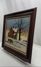 Load image into Gallery viewer, Winter Barn On Canvas Collectible Lakehouse Framed Painting By H.Hargrove