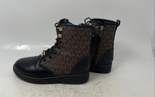 Load image into Gallery viewer, Michael Kors Womens Haskell Brown And Black Monogram Lace-Up Combat Boots Size 2