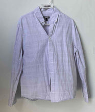 Load image into Gallery viewer, Express Mens Purple Plaid Print Collared Long Sleeve Button-Up Shirt Size Large