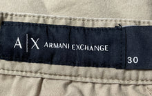 Load image into Gallery viewer, Armani Exchange Mens Beige Flat Front Slash Pockets Chino Shorts Size 30