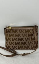 Load image into Gallery viewer, Michael Kors Womens Brown Signature Print Adjustable Strap Zip Top Crossbody Bag