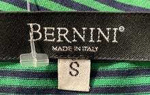 Load image into Gallery viewer, Bernini Womens Green Striped Print Short Sleeve Crew Neck T-Shirt Size S