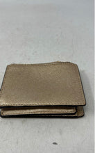 Load image into Gallery viewer, Michael Kors Womens Gold Saffiano Leather Card Holder Mini Bifold Wallet