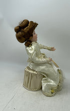 Load image into Gallery viewer, Antique Brown Curly Hair Gray Eyes Ceramic Play Doll In Victorian Maxi Dress