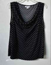 Load image into Gallery viewer, Liz Claiborne Womens Black Geometric Cowl Neck Sleeveless Pullover Blouse Top XL