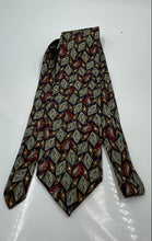Load image into Gallery viewer, Christian Dior Mens Green Red Geometric Diamond Silk Keeper Loop Pointed Tie