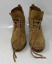 Load image into Gallery viewer, Authentic Tory Burch Womens Denise Brown Leather Wedge Heel Ankle Booties Sz 6M
