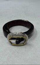 Load image into Gallery viewer, Unbranded Mens Silver Black Brown Croc Embossed Leather Reversible Belt Size 32