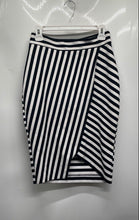 Load image into Gallery viewer, Express Womens Black White Striped Side Zip Asymmetrical Wrap Skirt Size 6