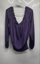 Load image into Gallery viewer, Michael Kors Womens Purple Long Sleeve Off-Shoulder Blouse Top Size Large