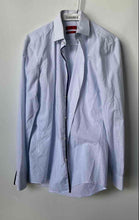 Load image into Gallery viewer, Hugo Boss Mens White Blue Check Slim Fit Long Sleeve Dress Shirt Size 39/15.5