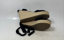 Load image into Gallery viewer, ZBY Womens Black Open Toe Tie Wedge Heel Platform Sandals Size 9.5