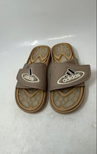Load image into Gallery viewer, Adidas Mens Reptossage Brown Leather Open Toe Slip-On Slide Sandals Size 9