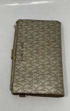 Load image into Gallery viewer, Michael Kors Womens Jet Set Gold-Tone Monogram Double-Zip Bifold Wallet