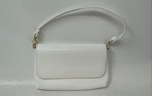 Load image into Gallery viewer, Womens White Genuine Leather Detachable Strap Flap Over Lined Shoulder Handbag