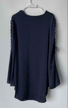 Load image into Gallery viewer, Haute Hippie Womens Blue Caravan Lace-Up Long Sleeve Mini Dress Size 8