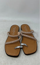 Load image into Gallery viewer, Mariella Womens Peach Rhinestone Crisscross Strap Slip-On Slide Sandals Size 9M