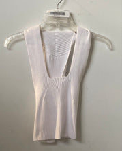 Load image into Gallery viewer, Boutique Womens White Sleeveless Knitted Ribbed Square Neck Tank Top Size L