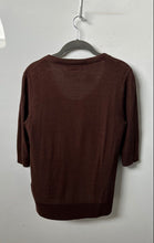 Load image into Gallery viewer, DKNY Womens Brown Knitted 3/4 Sleeve Tie Front Cardigan Sweater Size P/S
