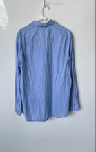 Load image into Gallery viewer, Calvin Klein Mens Blue Cotton Long Sleeve Collared Pockets Button-Up Shirt Sz L