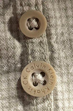 Load image into Gallery viewer, Calvin Klein Khakis Mens Beige White Printed Long Sleeve Button-Up Shirt Size XL