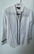 Load image into Gallery viewer, DKNY Womens White Striped Print Long Sleeve Collared Button-Up Shirt Size XS