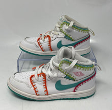Load image into Gallery viewer, Authentic Nike Kids Jordan 1 Mid SE White Blue Sneaker Shoes Size 10C