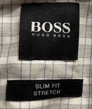 Load image into Gallery viewer, Hugo Boss Mens Gray Check Slim Fit Stretch Long Sleeve Button-Up Shirt Size M