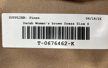 Load image into Gallery viewer, Zara Basic Womens Brown 3/4 Sleeve Crew Neck Tie Waist Shift Dress Size Small