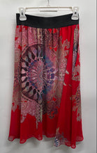 Load image into Gallery viewer, Maple Womens Red Multicolor Mandala And Paisley Print Midi A-Line Skirt Size 5