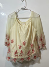 Load image into Gallery viewer, Chico's Womens Beige Floral Embroidered Sheer Pullover Blouse Top Size 0