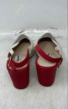 Load image into Gallery viewer, Bon Bonite Womens Red Beige Brown Colorblock Leather Slingback Heels Size 7.5