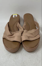 Load image into Gallery viewer, Sab Womens Beige Leather Open Toe Slip-On Slide Wedge Platform Sandals Size 8