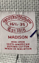 Load image into Gallery viewer, Brooks Brothers Mens Gray Printed Madison Fit Non-Iron Dress Shirt Size 16.5-35