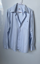 Load image into Gallery viewer, Lacoste Mens Light Blue Pinstripe Pointed Collar Long Sleeve Dress Shirt Size 40