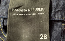 Load image into Gallery viewer, Banana Republic Womens Blue Denim High-Rise Wide-Leg Cropped Jeans Size 28