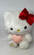 Load image into Gallery viewer, Hello Kitty Holding Pink Heart White Plush Toy With Bright Red Satin Bow